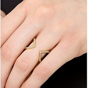 NWT Michael Kors Gold Tone Pave Open Arrow Ring